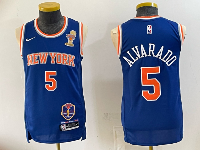 Men New York Knicks #5 Alvarado blue 2026 Nike NBA jersey 07230019